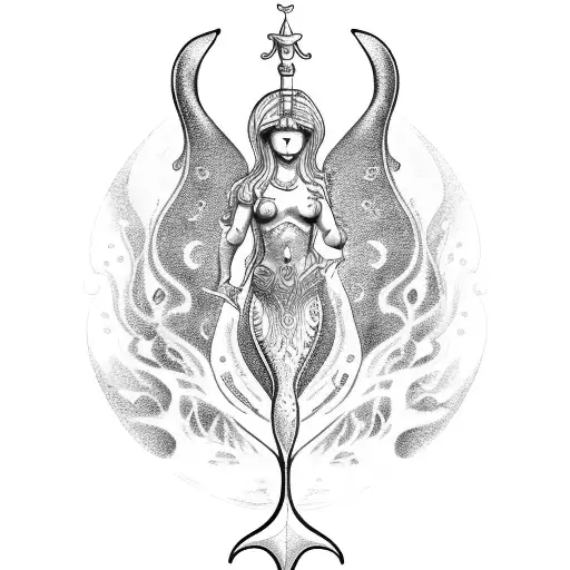 aquarius water bearer mermaid  tattoo design idea