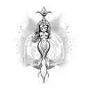 aquarius water bearer mermaid  tattoo design idea