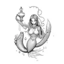 aquarius water bearer mermaid  tattoo design idea
