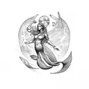 aquarius water bearer mermaid  tattoo design idea