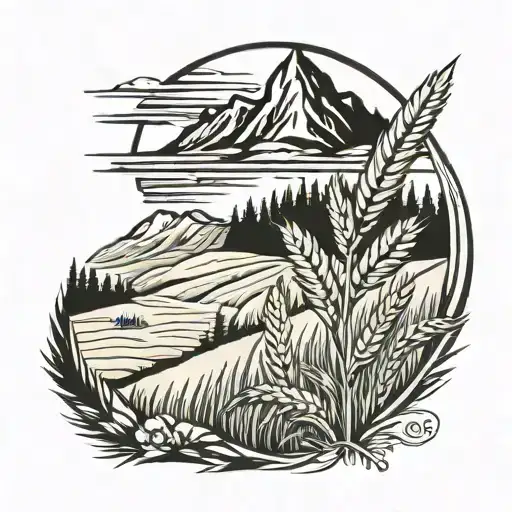 saskatchewan wheat field mountain british columbia tattoo design idea