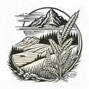 saskatchewan wheat field mountain british columbia tattoo design idea