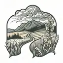 saskatchewan wheat field mountain british columbia tattoo design idea