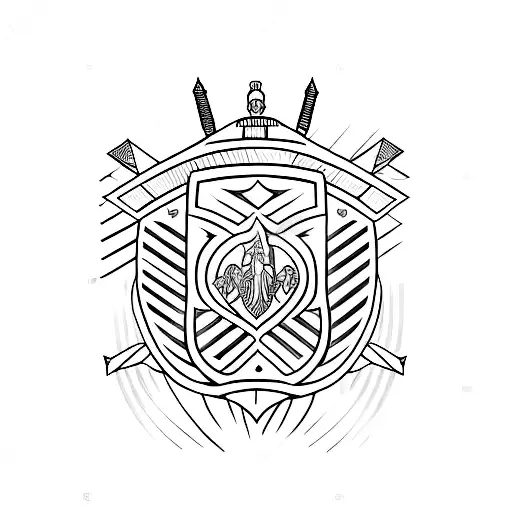 A brave warrior holding a shield with a family symbol tattoo design idea