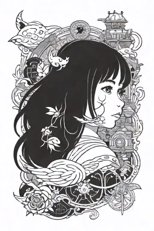 chihiro studio ghibli tattoo design idea