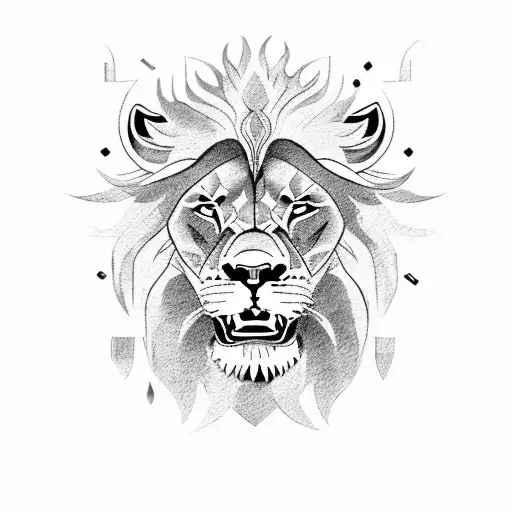 lion with fire tattoo design idea