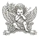 baby angel falling tattoo design idea