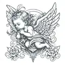 baby angel falling tattoo design idea