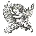 baby angel falling tattoo design idea