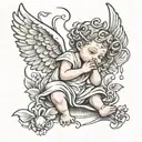 baby angel falling tattoo design idea