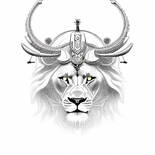 Sagittarius with two lions and a scorpion tattoo design idea