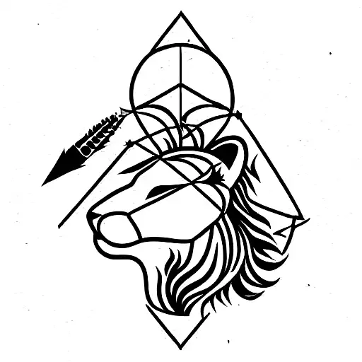 Sagittarius with two lions and a scorpion tattoo design idea