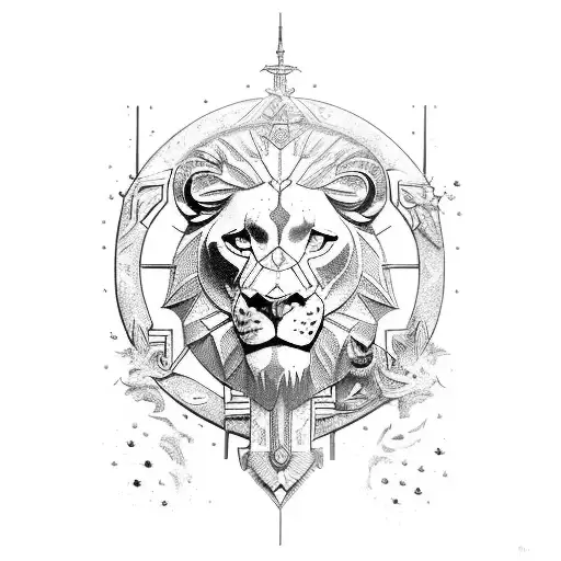 Sagittarius with two lions and a scorpion tattoo design idea