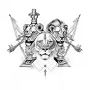 Sagittarius with two lions and a scorpion tattoo design idea