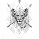 Sagittarius with two lions and a scorpion tattoo design idea