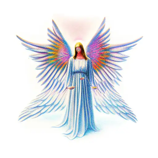 Angel angled sideways reaching upwards tattoo design idea