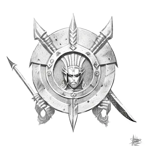 Sketch Spartan Tattoo Idea - BlackInk AI