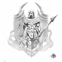 spear and shield spartan tattoo design idea