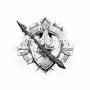 spear and shield spartan tattoo design idea