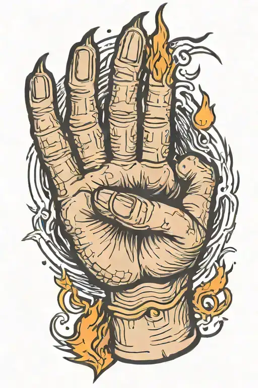 middle finger on fire with lightning tattoo design idea