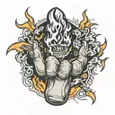 middle finger on fire with lightning tattoo design idea