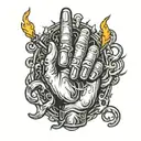 middle finger on fire with lightning tattoo design idea