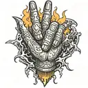 middle finger on fire with lightning tattoo design idea