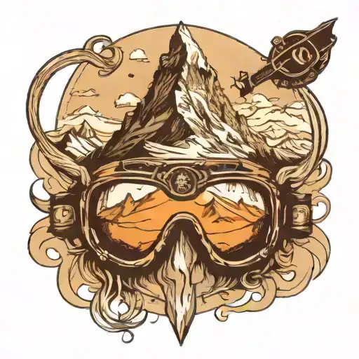 Matterhorn mountain with ski goggles  tattoo design idea