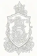 number 5 with a sheild  tattoo design idea