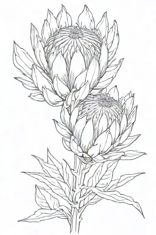 protea flower tattoo design idea