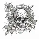 skulls, roses, spiders, cobwebs tattoo design idea