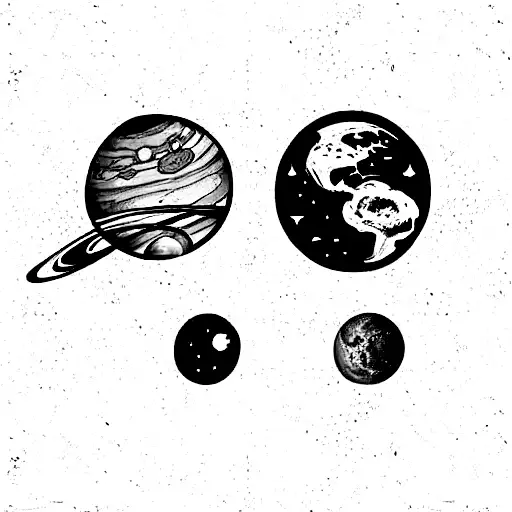solar system, earth is a terrarium and the planets are different flowers tattoo design idea
