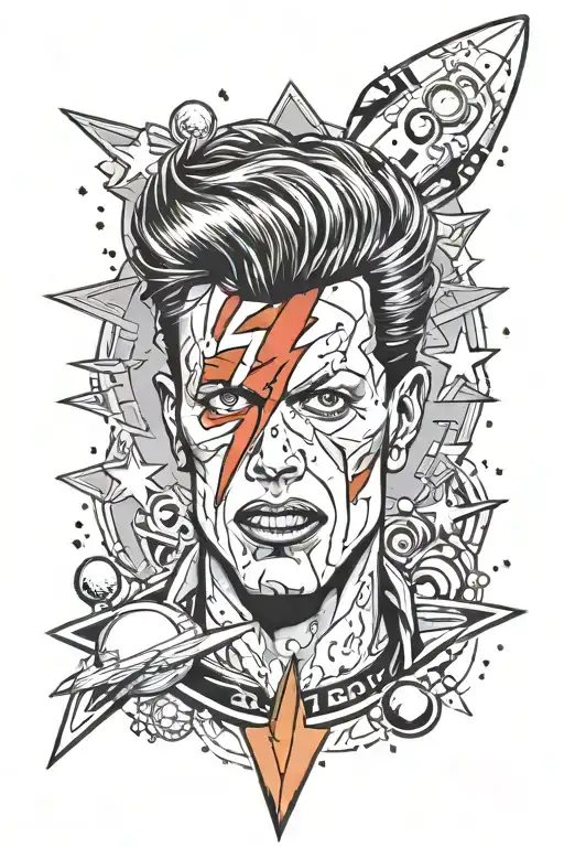 Space Bowie tattoo design idea