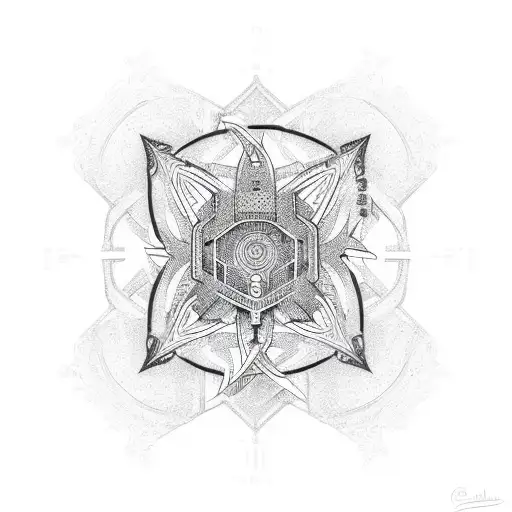 cyber sigil lily tattoo design idea