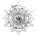 A lion sailing on a compass rose tattoo design idea