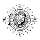 A lion sailing on a compass rose tattoo design idea