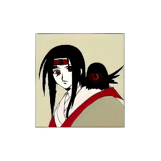 itachi with raven and red eye tattoo design idea