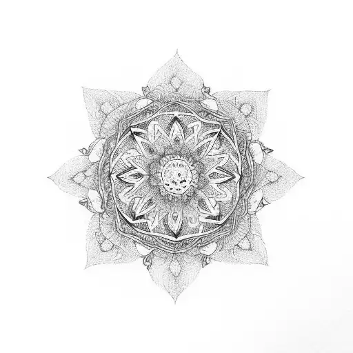 mandala with round border  tattoo design idea