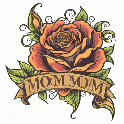 mom tattoo with date 03.05.2024 tattoo design idea