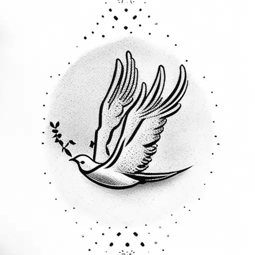 dove of peace with olive branch around it like the greek police symbol tattoo design idea