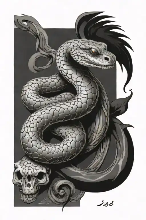 snake with Kiarnah18082005 in body of the snake normal tail and head tattoo design idea