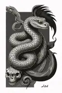 snake with Kiarnah18082005 in body of the snake normal tail and head tattoo design idea