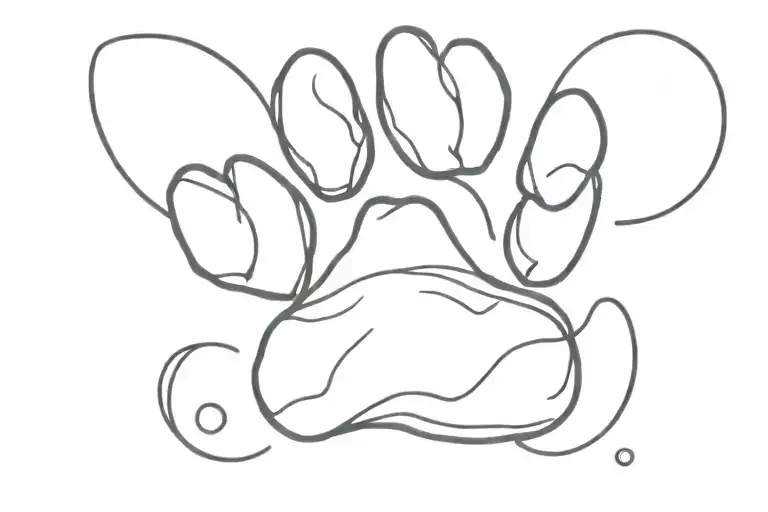A minimalist tattoo of a dog's paw print, symbolizing eternal love and joy brought by her beloved dog tattoo design idea