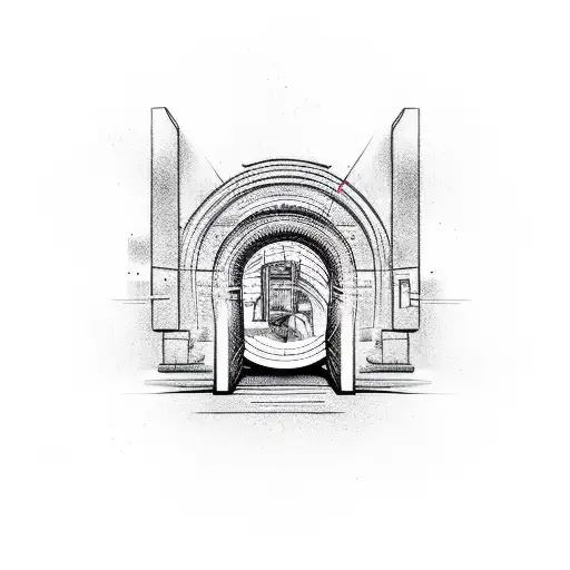 Gate with portal tattoo design idea