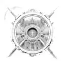 Gate with portal tattoo design idea