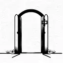 Gate with portal tattoo design idea
