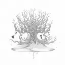 musical Yggdrasill tree tattoo design idea