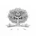 musical Yggdrasill tree tattoo design idea