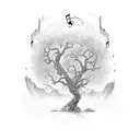 musical Yggdrasill tree tattoo design idea
