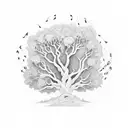 musical Yggdrasill tree tattoo design idea